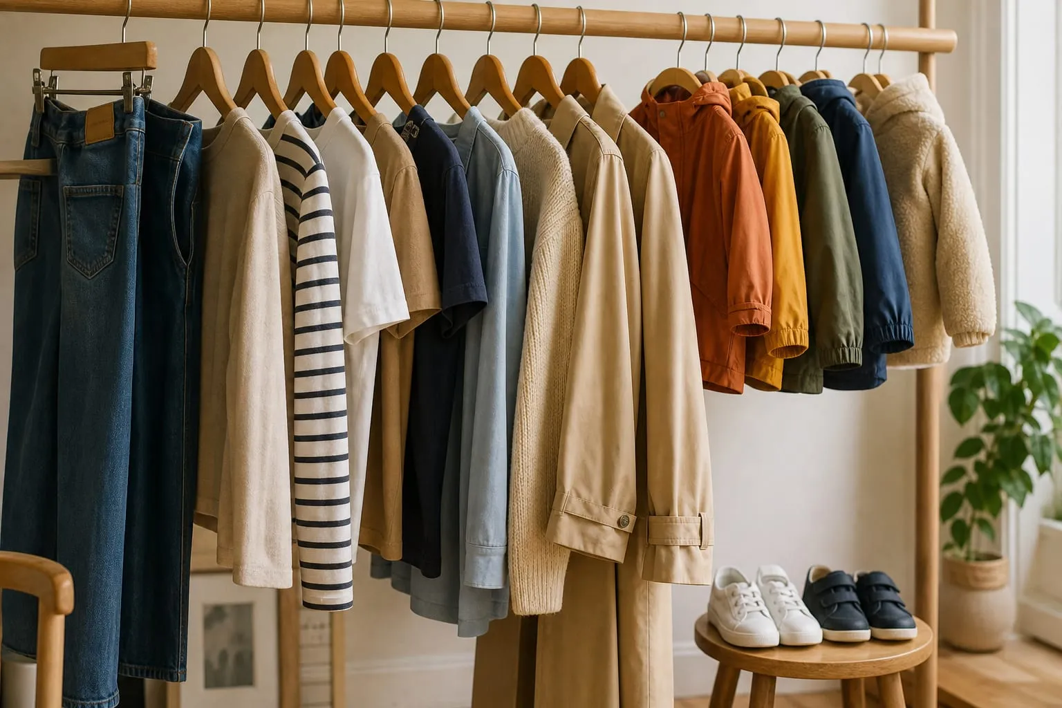 Une garde-robe familiale accessible, choisie pièce par pièce.