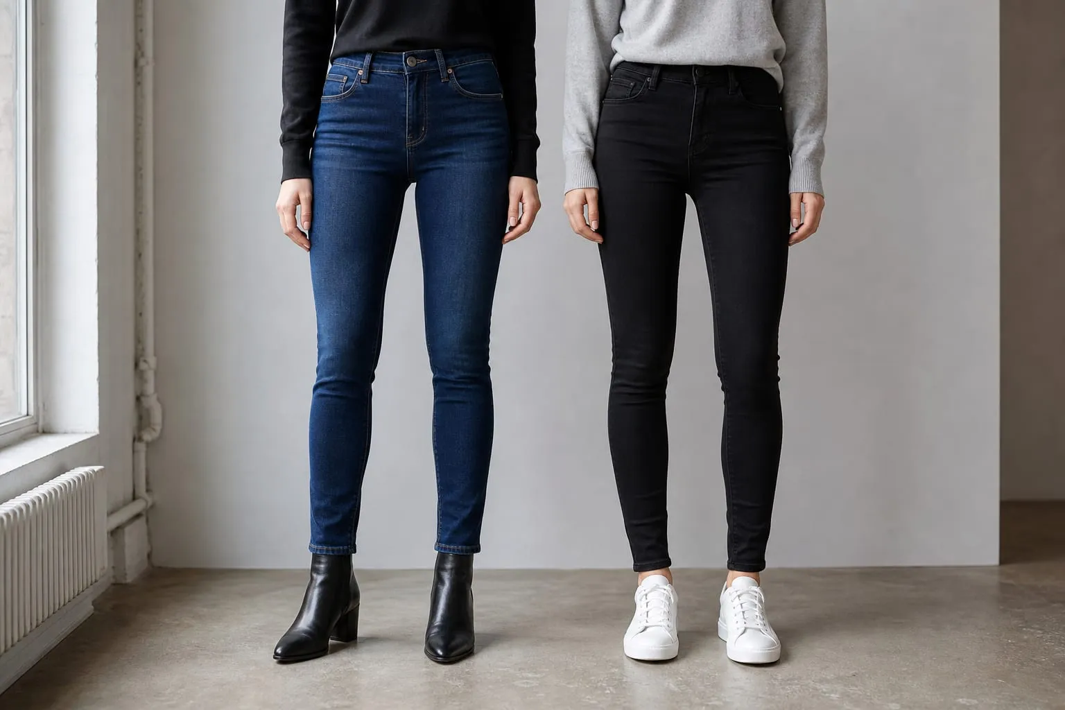 Deux coupes ajustées, une sensation et une ligne de jambe très différentes.