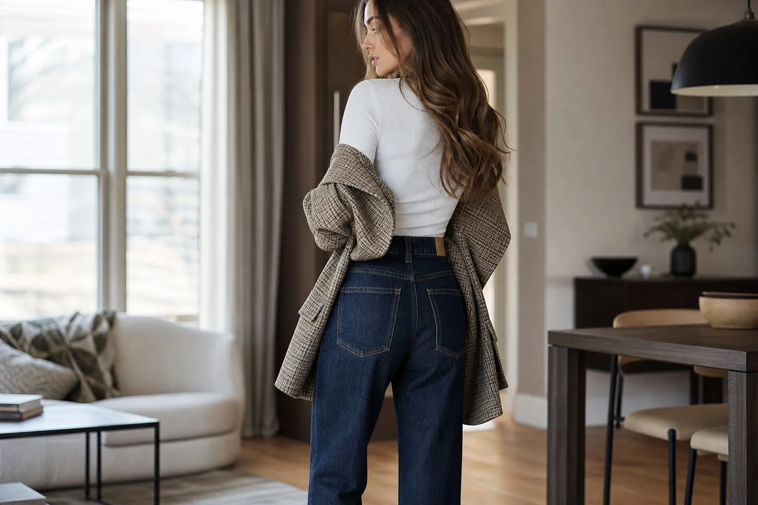 Une silhouette tendance construite autour de bonnes proportions.