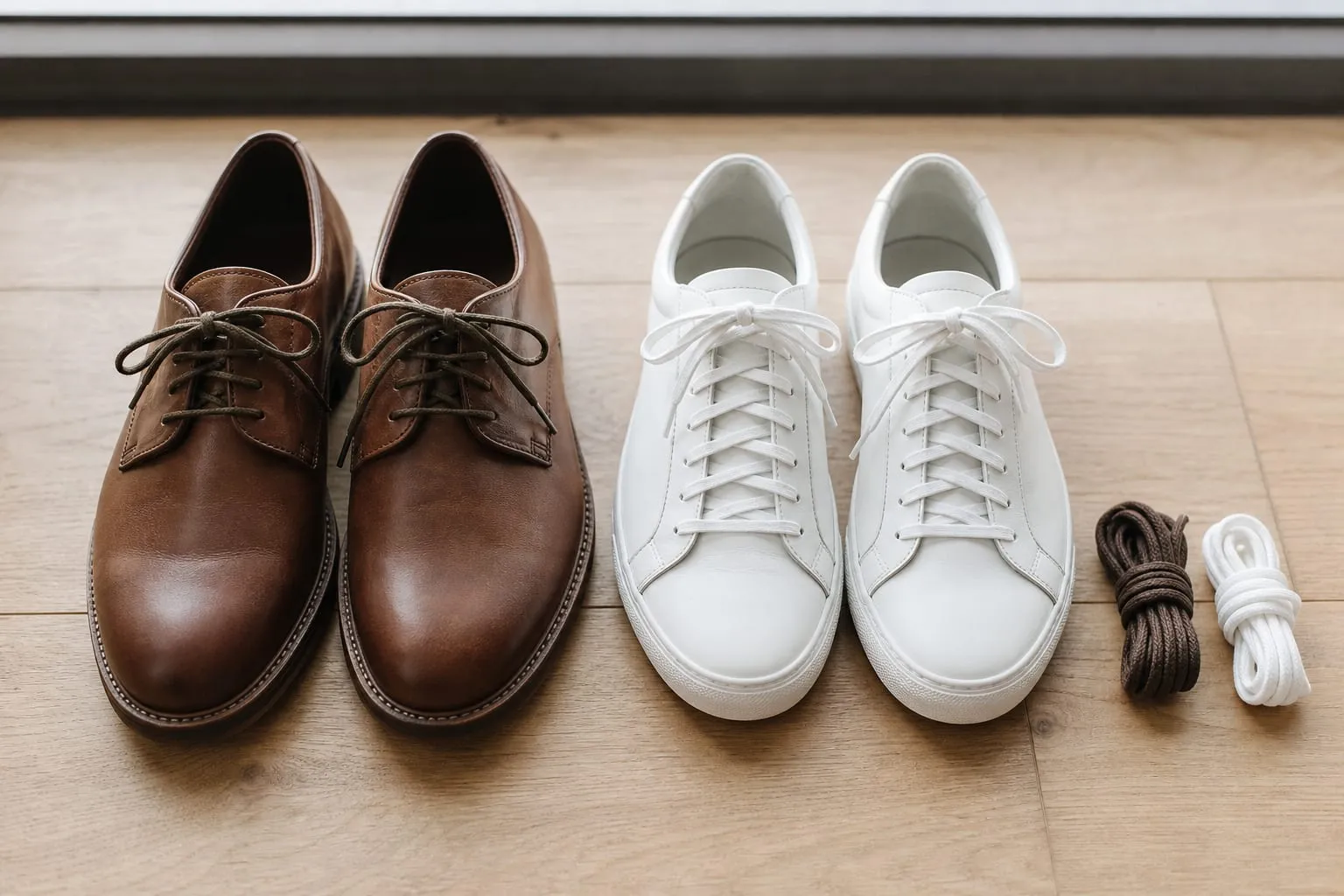Un nœud bien équilibré se reconnaît à ses boucles posées en travers de la chaussure.