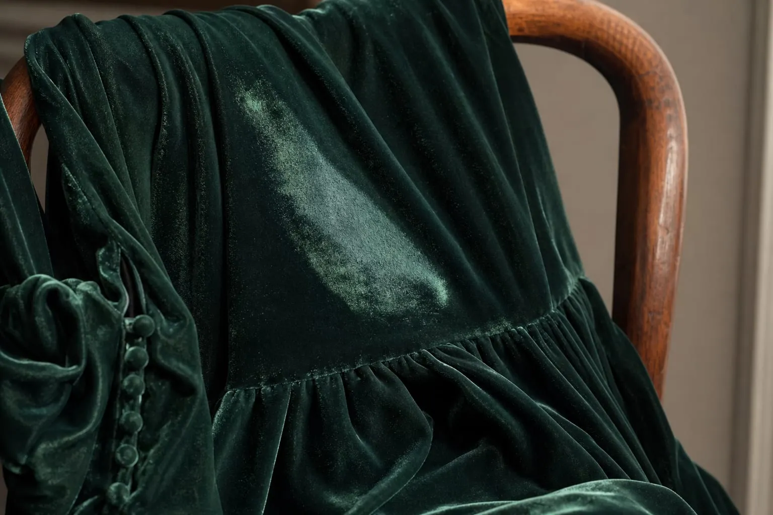 Le poil du velours, couché par la pression prolongée de la position assise, se redresse avec de la vapeur et une brosse douce.